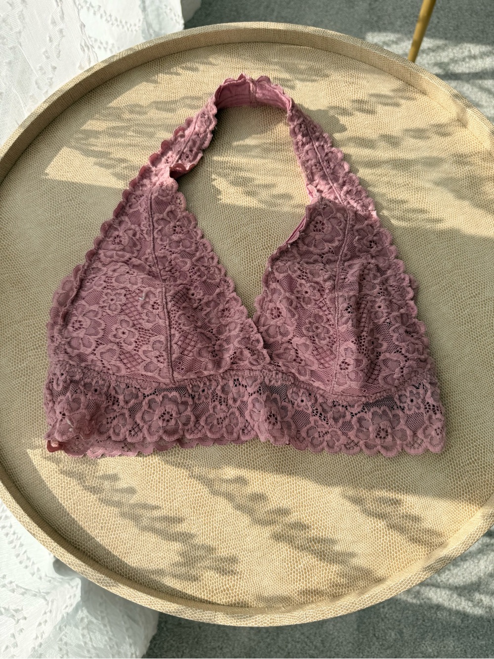 Lace Halter Bralette - Mauve